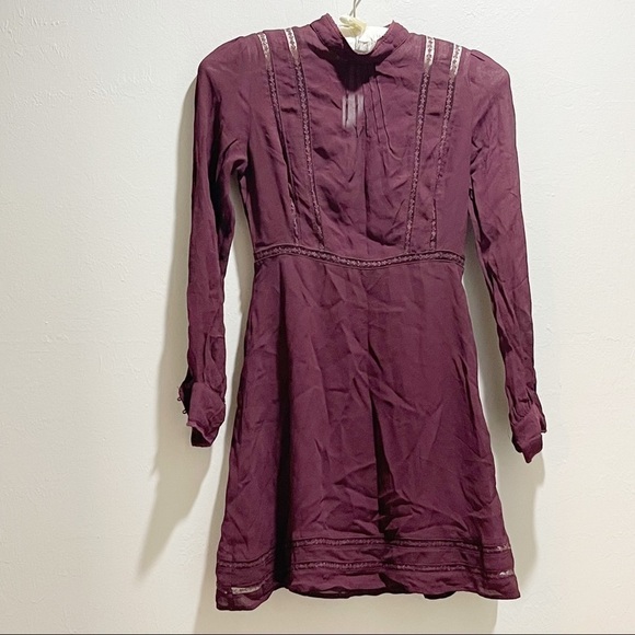 ASTR THE LABEL Women’s Maroon KIRSTEN Fit And Flare Long Sleeve Dress - Picture 2 of 8